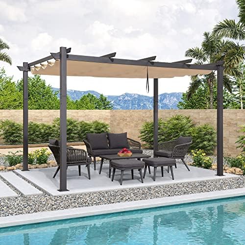 Pérgola retráctil para jardín 10x13 pies