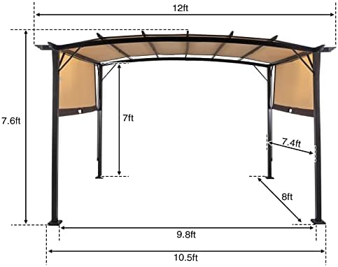 Pérgola arqueada de acero 9x12 pies