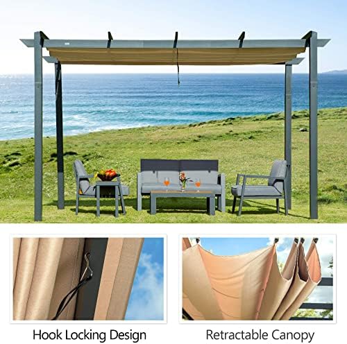 Pérgola retráctil de aluminio 10x13 pies